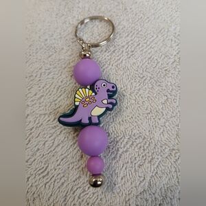 Cute Purple Dinosaur Beaded Keychain